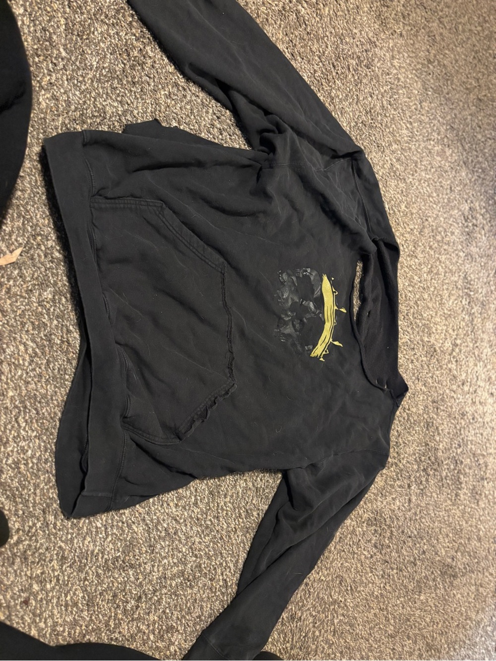 Black Pullover Hoodie with Yellow Banana Graphic
